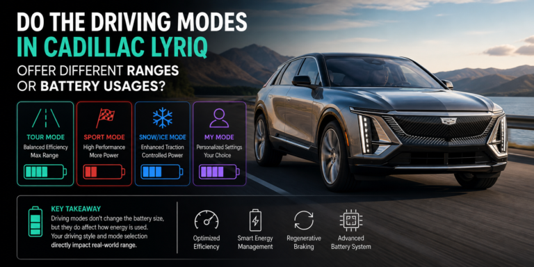 Do the Driving Modes in Cadillac Lyriq Offer Different Ranges or Battery Usages?